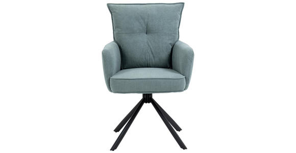ARMLEHNSTUHL  Stoffauswahl, inklusive Armlehnen, Sitzfläche 180° drehbar Cord  - Schwarz/Hellblau, Design, Textil/Metall (60/95/67cm) - Novel