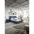 BOXSPRINGBETT 200/200 cm  in Dunkelblau  - Chromfarben/Dunkelblau, KONVENTIONELL, Textil/Metall (200/200cm) - Dieter Knoll