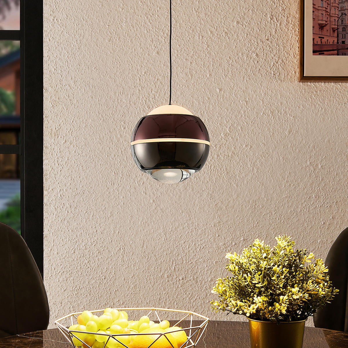 LED-HÄNGELEUCHTE Easy 12,5/150 cm   - Schwarz/Kupferfarben, Design, Glas/Kunststoff (12,5/150cm) - Dieter Knoll