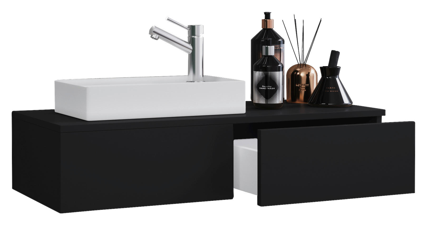 Waschbecken mit Unterschrank Gudas B: 85 cm Schwarz