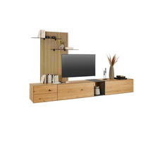 WOHNWAND 342/204/50 cm  in Anthrazit, Eichefarben  342/204/50 cm  LED-Leuchtmittel   - Eichefarben/Anthrazit, Design, Glas/Holz (342/204/50cm) - Dieter Knoll
