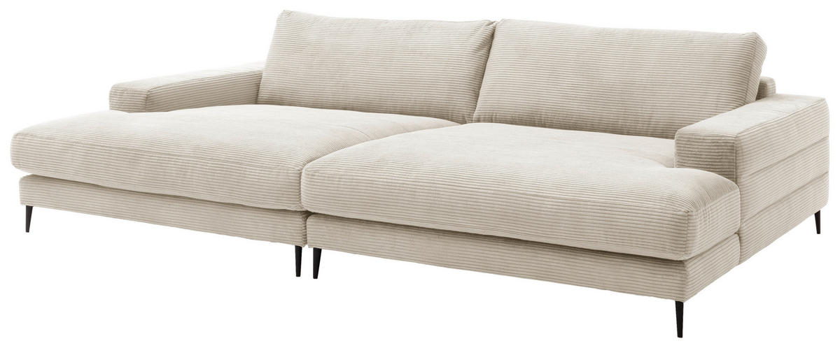 BIGSOFA in Cord Naturfarben, Beige  - Beige/Schwarz, Design, Textil/Metall (296/83/177cm) - Dieter Knoll