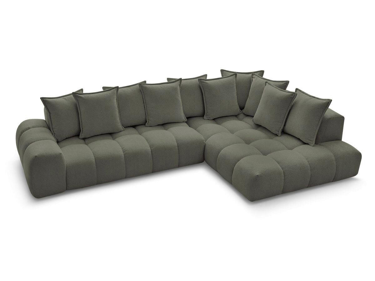 ECKSOFA Ottomane rechts  EVEREST Grün Flachgewebe  - Schwarz/Grün, MODERN, Kunststoff/Textil (352/210cm)