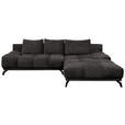 ECKSOFA in Chenille Anthrazit  - Anthrazit/Schwarz, MODERN, Textil/Metall (290/182cm) - Hom`in