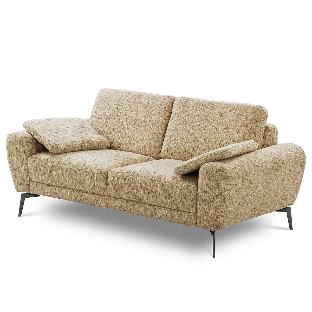 2-SITZER-SOFA SPRING Webstoff Hellbraun  - Hellbraun/Schwarz, Design, Textil/Metall (157/85/92cm) - Livetastic
