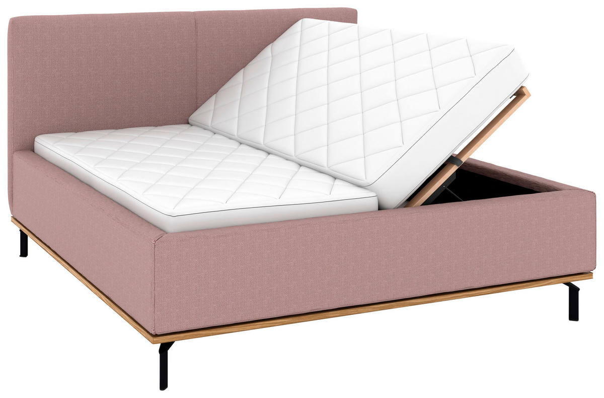 POLSTERBETT Matratze, Lattenrost, Bettkasten 180/200 cm  in Altrosa  - Graphitfarben/Altrosa, Design, Holz/Textil (180/200cm) - Musterring
