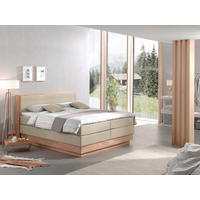 BOXSPRINGBETT 180/200 cm,  in Eichefarben, Beige, Matratze, gepolstertes Kopfteil, Bettkasten, Topper, H3 + H3 = fest  - Eichefarben/Beige, MODERN, Holz/Kunststoff (180/200cm) - MID.YOU