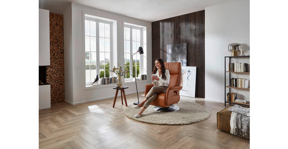 RELAXSESSEL in Leder Braun - Edelstahlfarben/Braun, Design, Leder/Metall (78/112/85cm) - Cantus