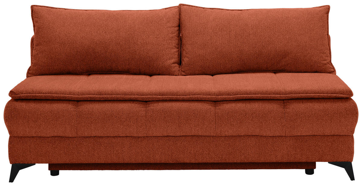 SCHLAFSOFA  mit Flachgewebe Rostfarben  - Rostfarben/Schwarz, Design, Textil/Metall (197/95/92cm) - Stylife