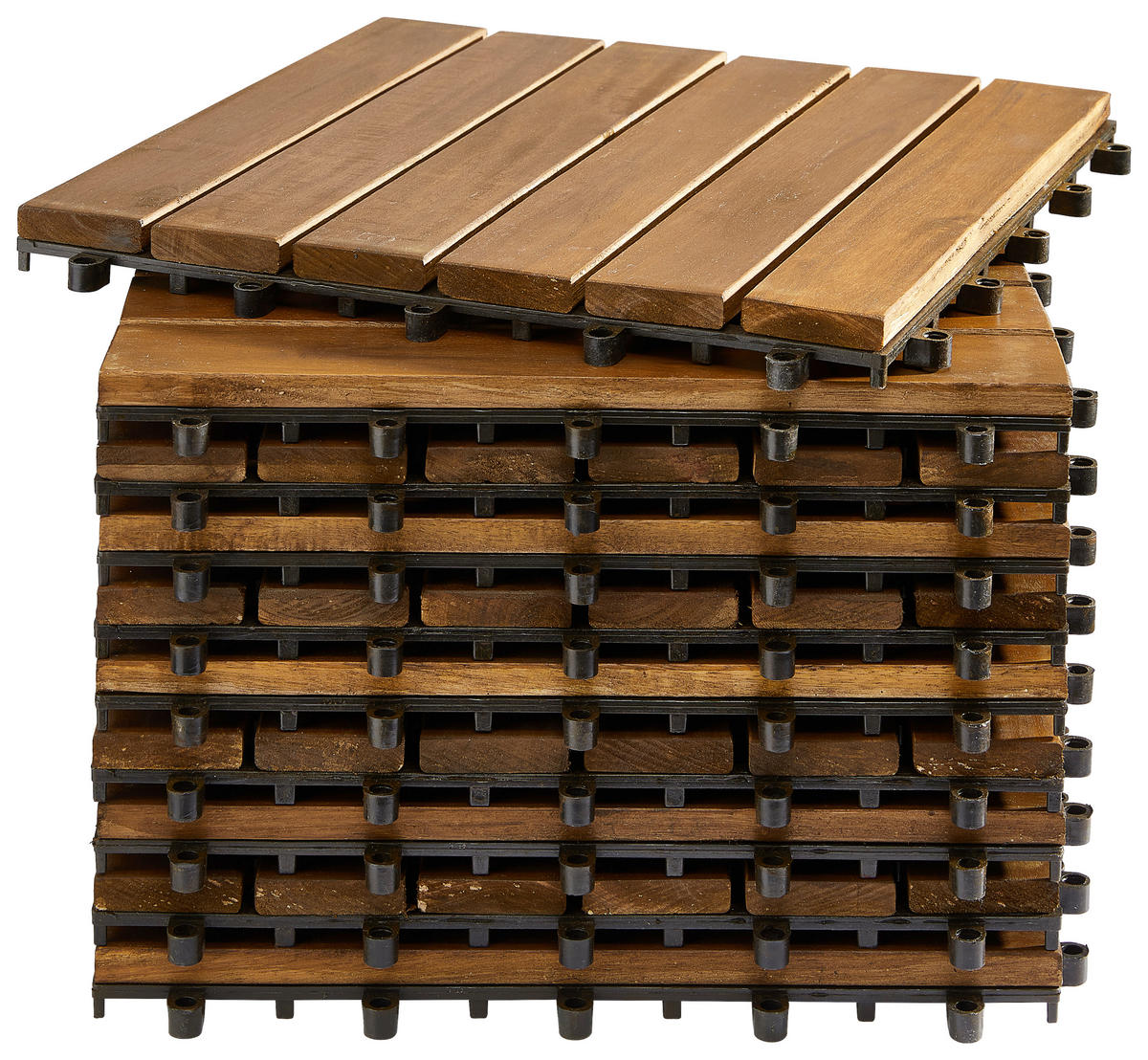 TERRASSENFLIESE Schwarz, Dunkelbraun 10 Stück  - Dunkelbraun/Schwarz, MODERN, Holz/Kunststoff (30/30/2,4cm) - Ambia Garden