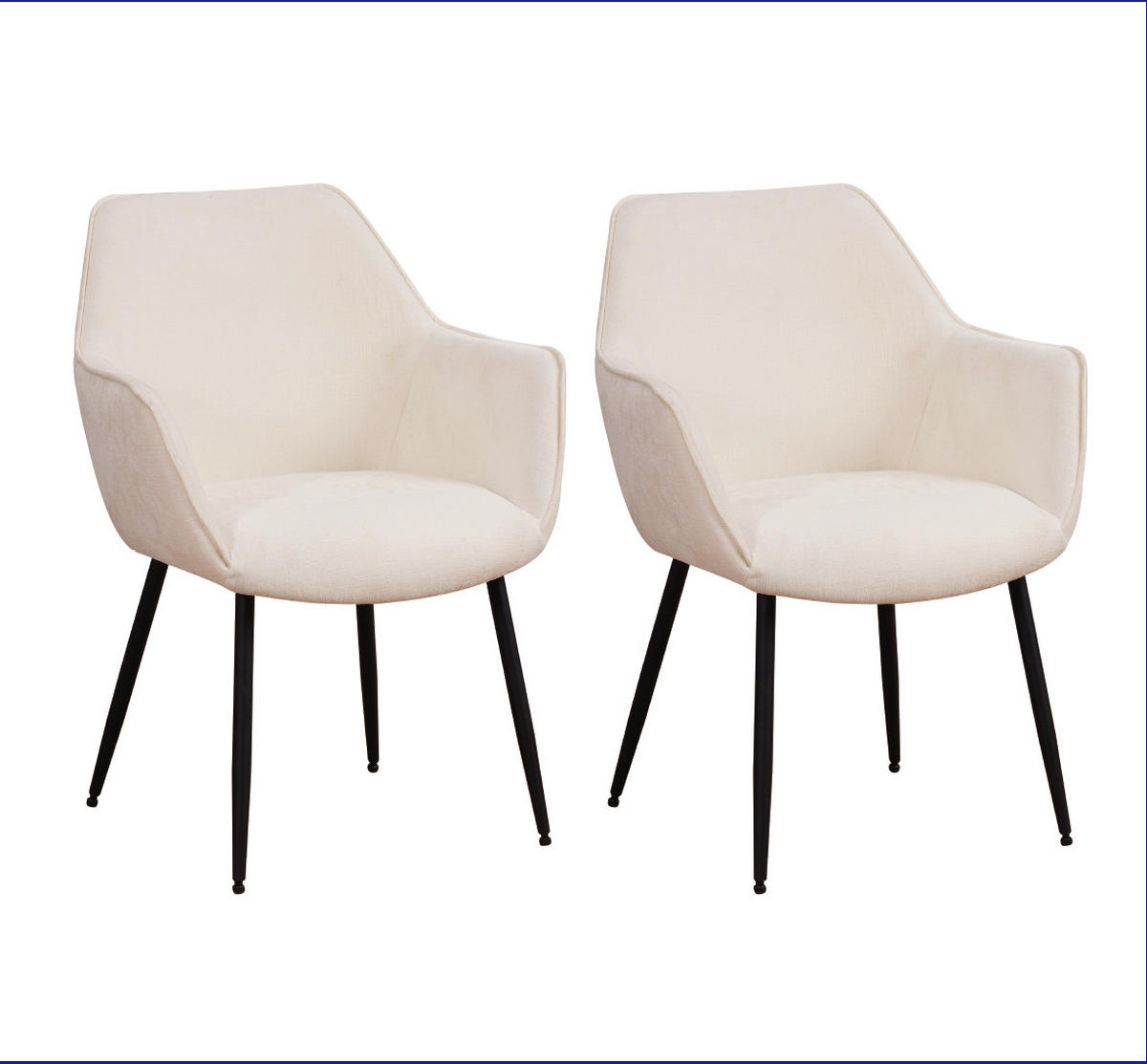 SADA STOLIČIEK S PODRÚČKAMI 2 kus - čierna/biela, Modern, kov/textil (61/84/59,5cm) - MID.YOU