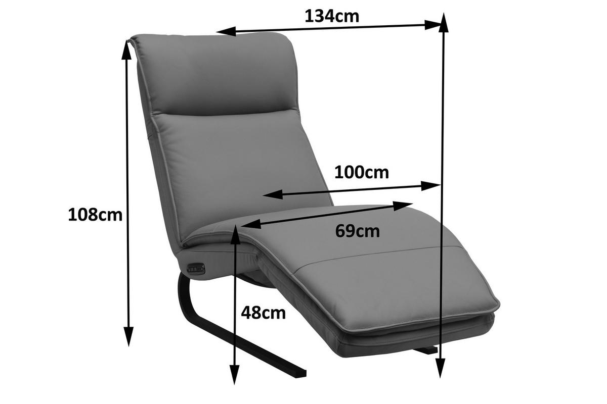 RELAXLIEGE Lederlook Kombination Echtleder/Lederlook Grau  - Schwarz/Grau, Design, Leder/Holz (69/108-86/130-174cm) - Lomoco