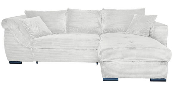 ECKSOFA Hellgrau Cord - Hellgrau/Schwarz, KONVENTIONELL, Textil/Metall (258/168cm) - Carryhome