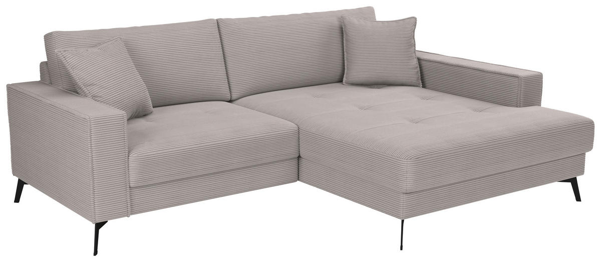 ECKSOFA TED Hellbraun Cord Zierkissen  - Hellbraun/Schwarz, Trend, Textil/Metall (228/174cm) - P & B