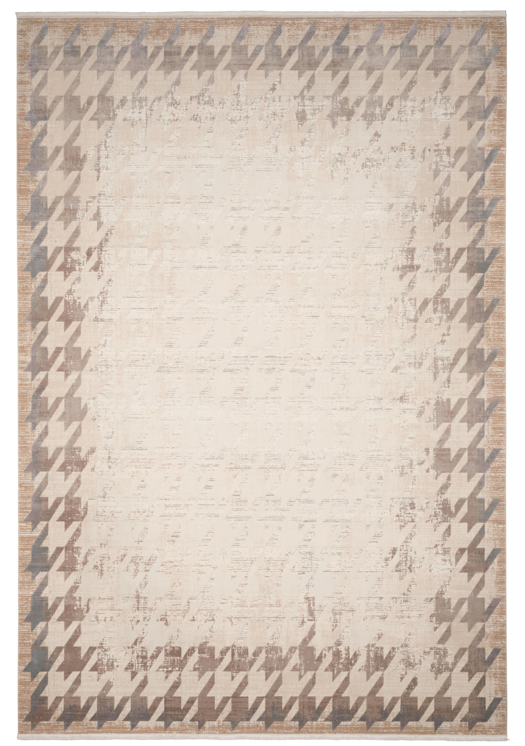 WEBTEPPICH 120/180 cm Houndstooth Border  - Beige, Design, Textil (120/180cm) - Dieter Knoll
