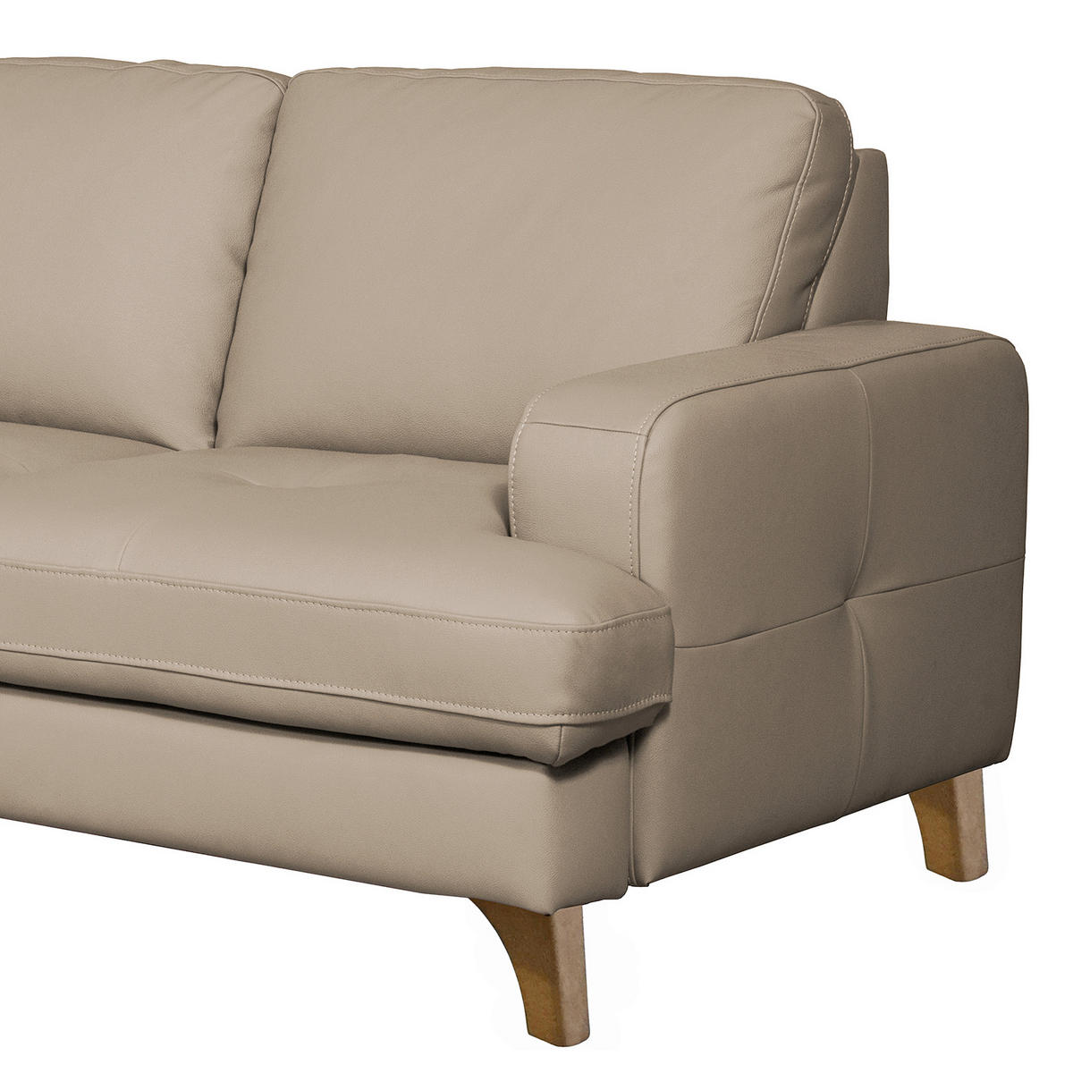 ECKSOFA Hellgrau Echtleder Lederlook  - Buchefarben/Hellgrau, Design, Leder/Holz (234/190cm) - Livetastic