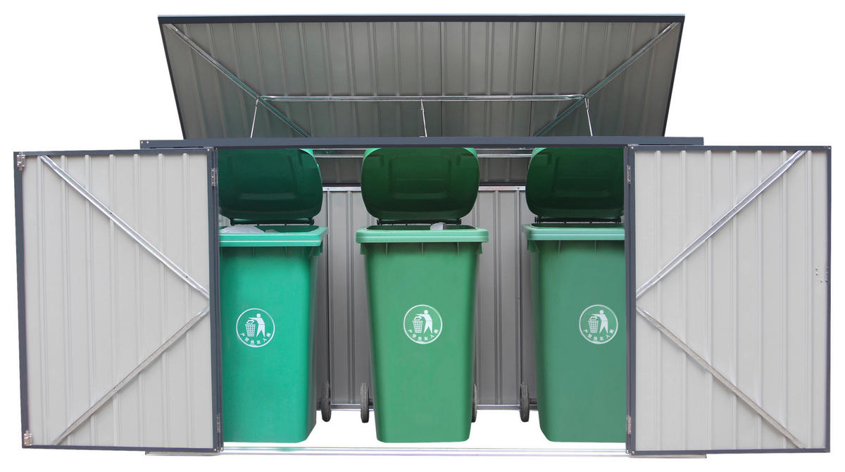 MÜLLTONNENBOX - Dunkelgrau, Basics, Metall (235/131/100cm) - Ambia Garden
