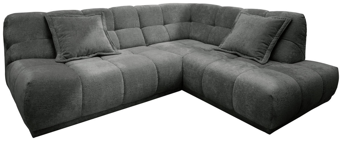 ECKSOFA ITALIA in Chenille Anthrazit  254/203 cm  - Anthrazit/Schwarz, MODERN, Kunststoff/Textil (254/203cm) - Livetastic