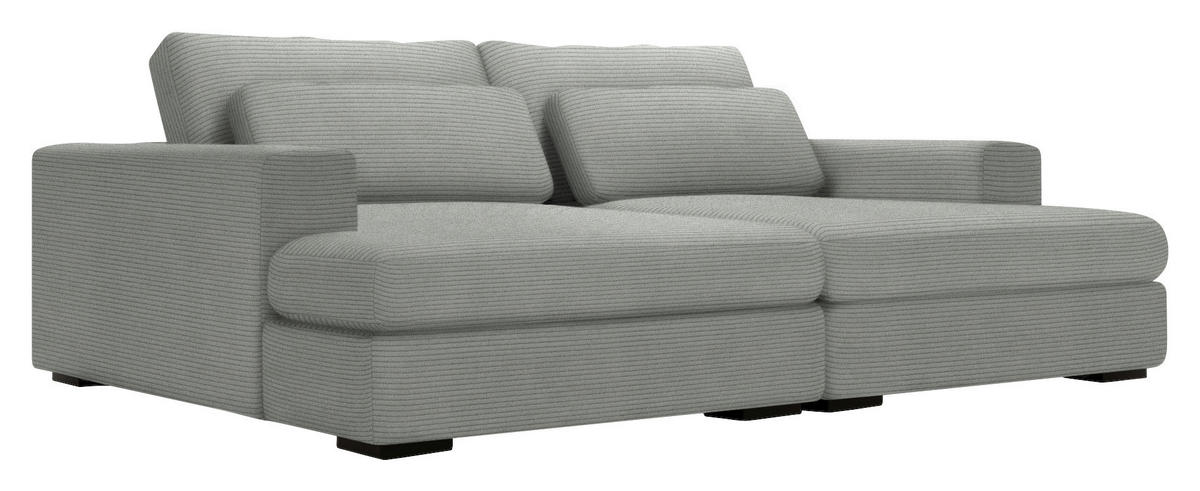 BIGSOFA in Cord Hellgrau  - Hellgrau/Schwarz, Design, Textil (223/80/158cm) - Lomoco