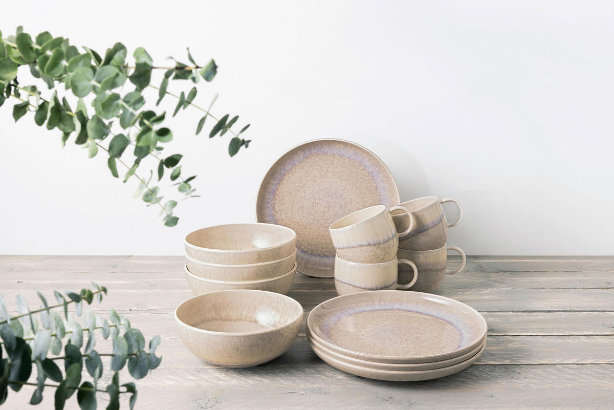 FRÜHSTÜCKSSERVICE Sandfarben 12-teilig Perlemor sand  - Sandfarben, KONVENTIONELL, Keramik (34,5/19,4/32,0cm) - like.Villeroy & Boch
