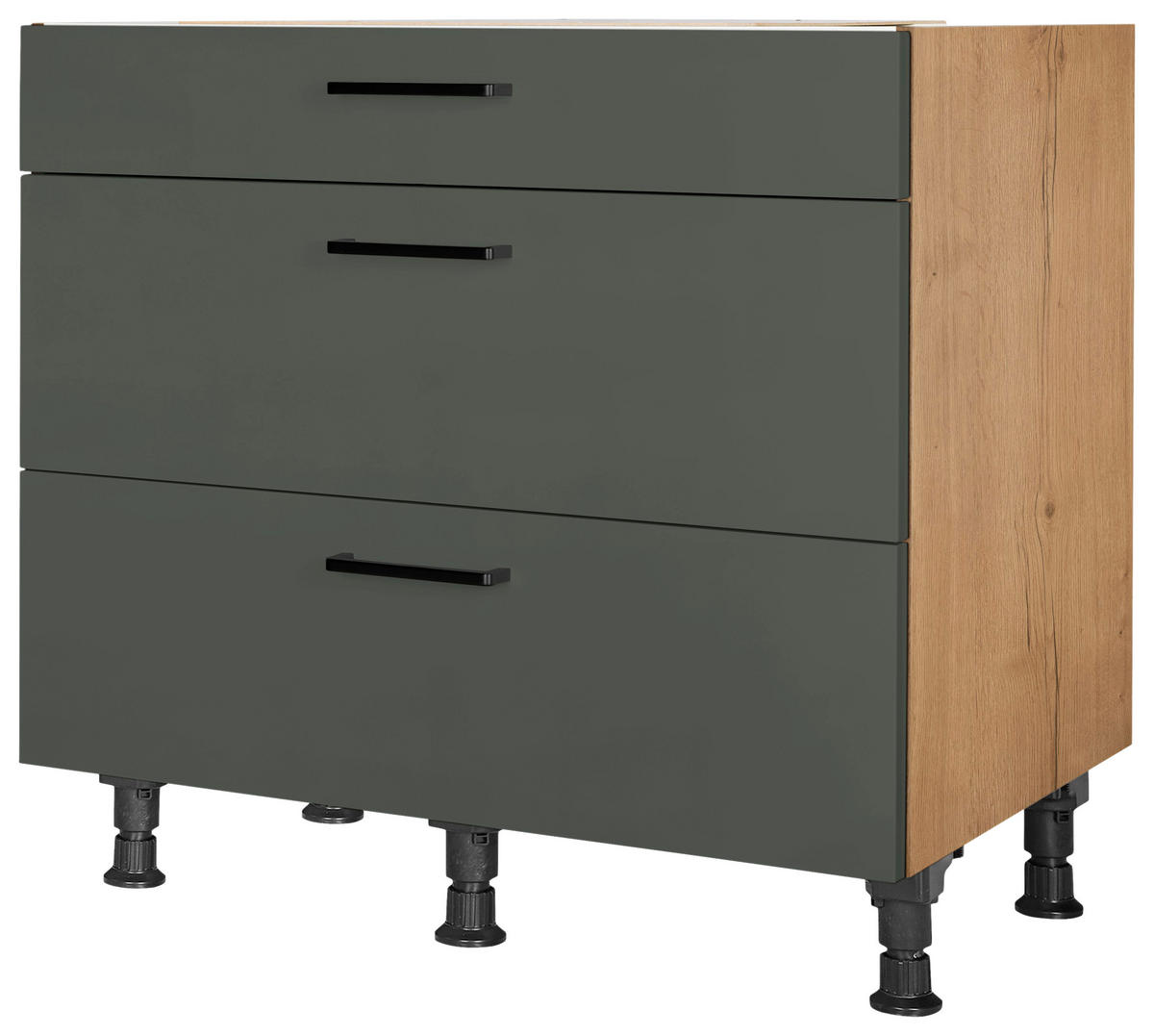 SCHUBKASTENUNTERSCHRANK 90/87/56 cm  in Grün, Eichefarben  - Eichefarben/Schwarz, MODERN, Holzwerkstoff/Metall (90/87/56cm) - Nobilia