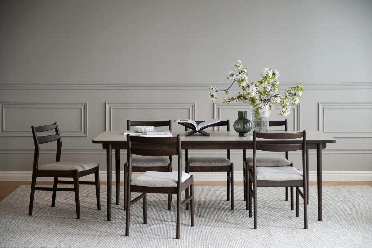 STOL   flatväv  - beige/brun, Klassisk, trä/textil (46/86/54cm) - Rowico