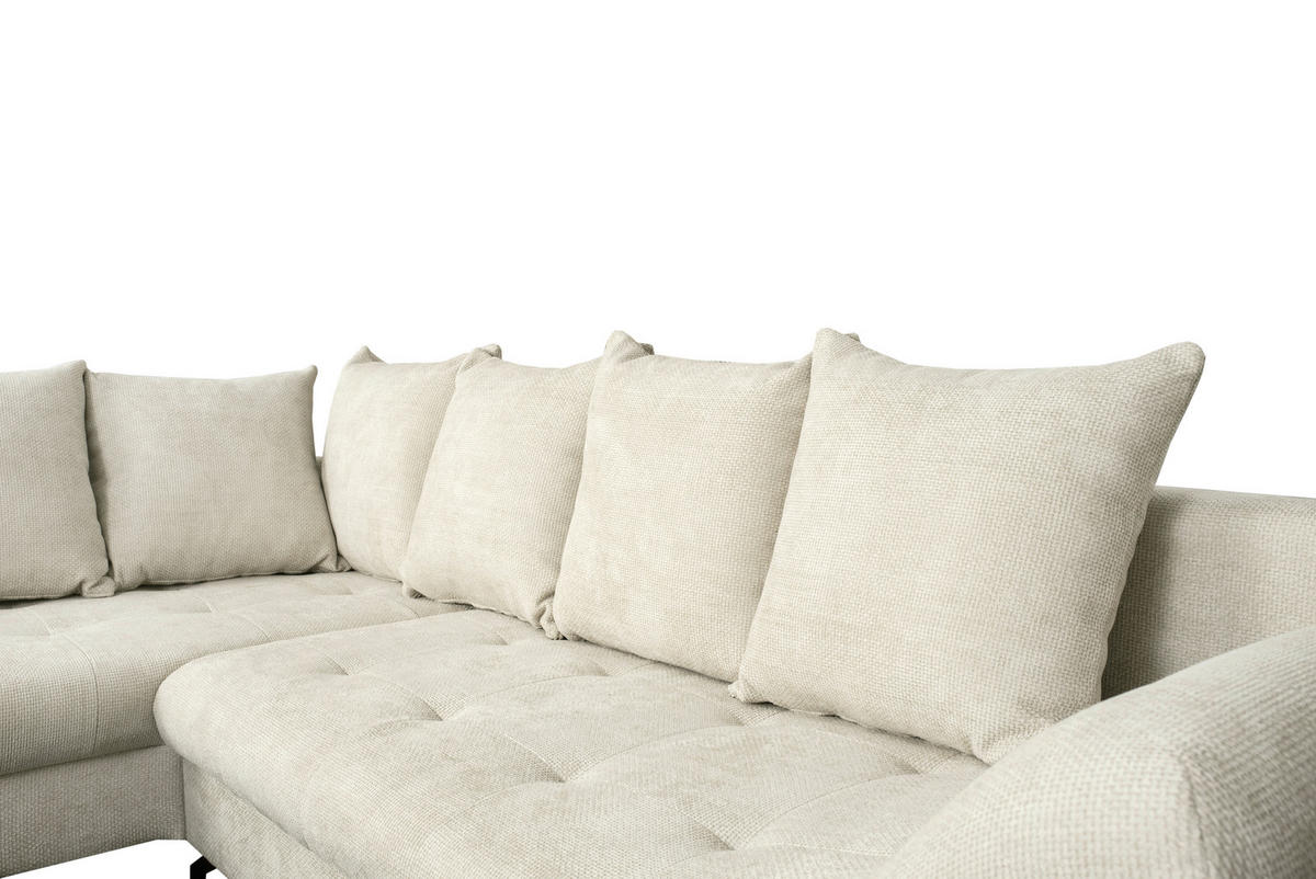 ECKSOFA Hellgrau Struktur  - Hellgrau/Schwarz, KONVENTIONELL, Textil/Metall (194/274cm) - Carryhome