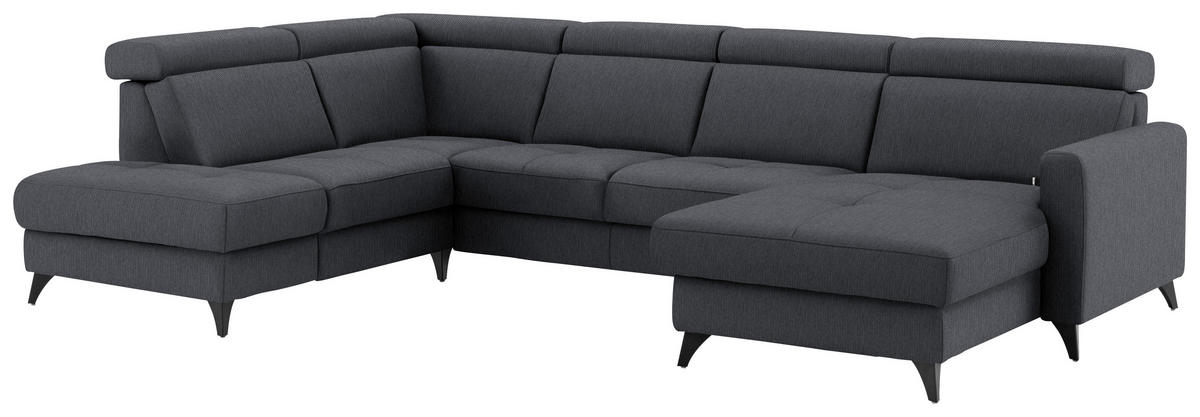 WOHNLANDSCHAFT Flachgewebe Anthrazit  - Anthrazit/Schwarz, Konventionell, Textil/Metall (215/333/174cm) - Beldomo System