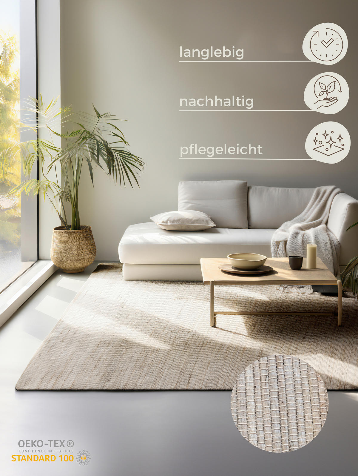 JUTETEPPICH 80/150 cm Handloom 1.0 Greige  - Greige, Basics, Textil (80/150cm)