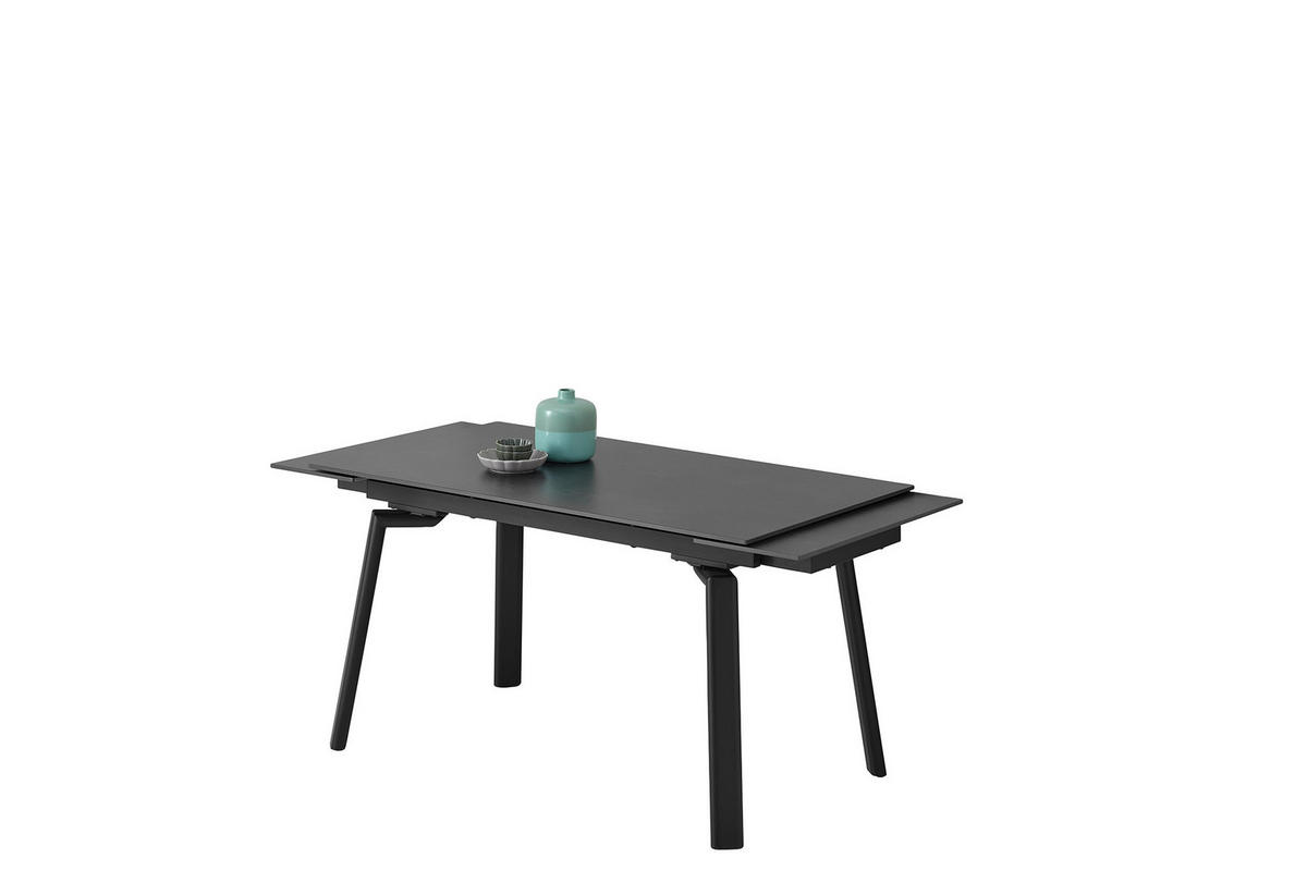 ESSTISCH Anthrazit, Schwarz  ausziehbar  - Anthrazit/Schwarz, MODERN, Keramik/Metall (140/80/76cm) - MID.YOU