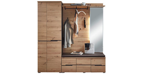 GARDEROBE 3-teilig in 185/196/37 cm - Graphitfarben/Eiche Artisan, Design, Holzwerkstoff (185/196/37cm) - Voleo