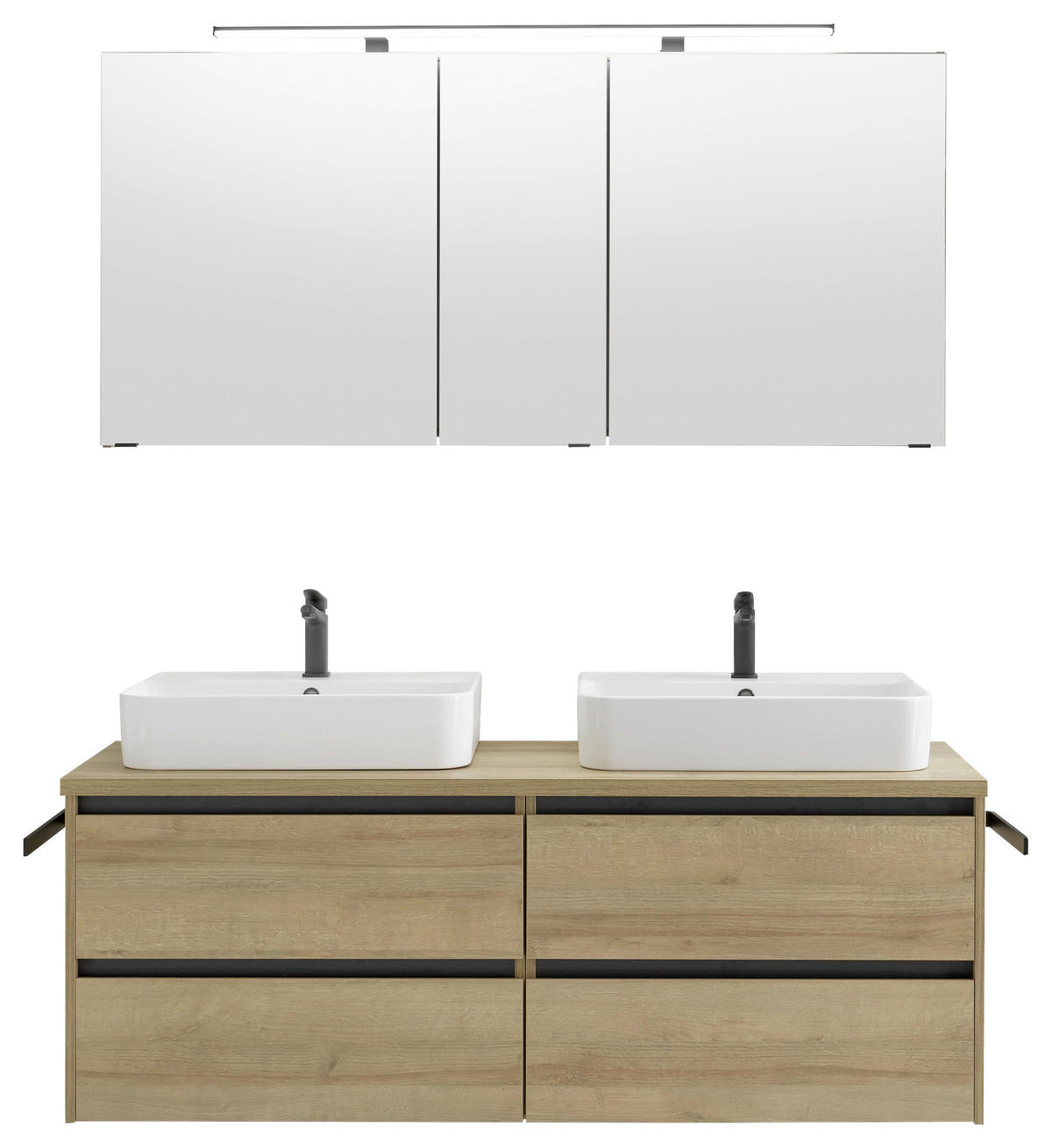 BADEZIMMER 4-teilig  in 152 cm  - Eichefarben/Weiß, Design, Glas/Keramik (152cm) - Musterring