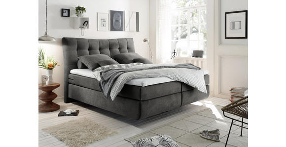 BOXSPRINGBETT 180/200 cm  in Anthrazit  - Anthrazit/Schwarz, Design, Kunststoff/Textil (180/200cm) - Esposa