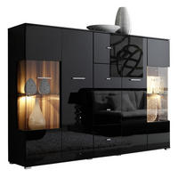HIGHBOARD  in 188/133/37 cm  - Silberfarben/Schwarz, Design, Glas/Holzwerkstoff (188/133/37cm) - Livetastic
