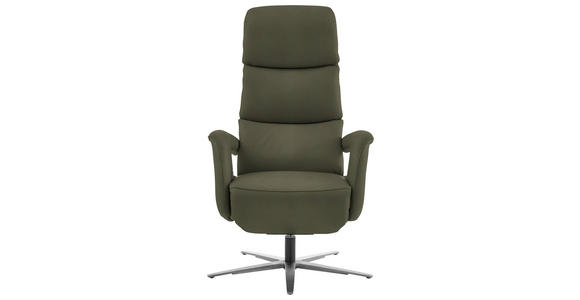 RELAXSESSEL in Leder Graugrün  - Edelstahlfarben/Graugrün, Design, Leder/Metall (76/119/86cm) - Dieter Knoll