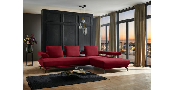 ECKSOFA in Chenille Rot 305/224 cm - Rot/Schwarz, Design, Textil/Metall (305/224cm) - Dieter Knoll