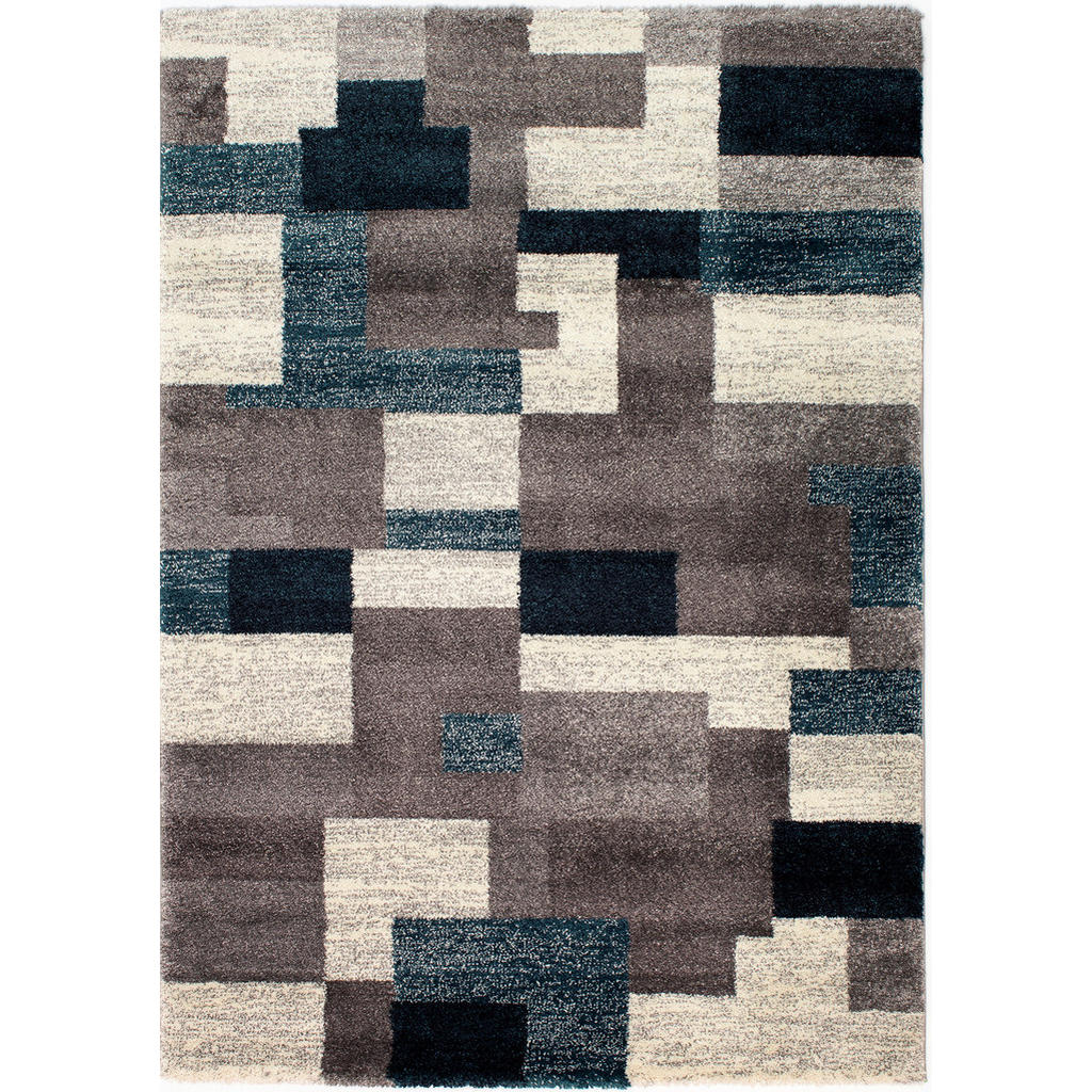 Webteppich Grau/petrol Astor Grid 80x150 Cm