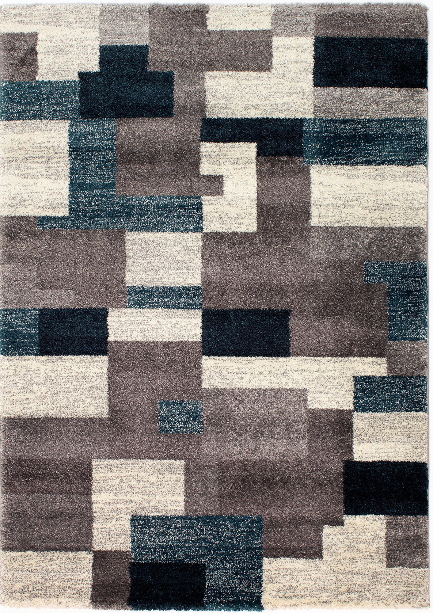 Novel Webteppich Astor Grid Grau, Petrol 120x170 cm