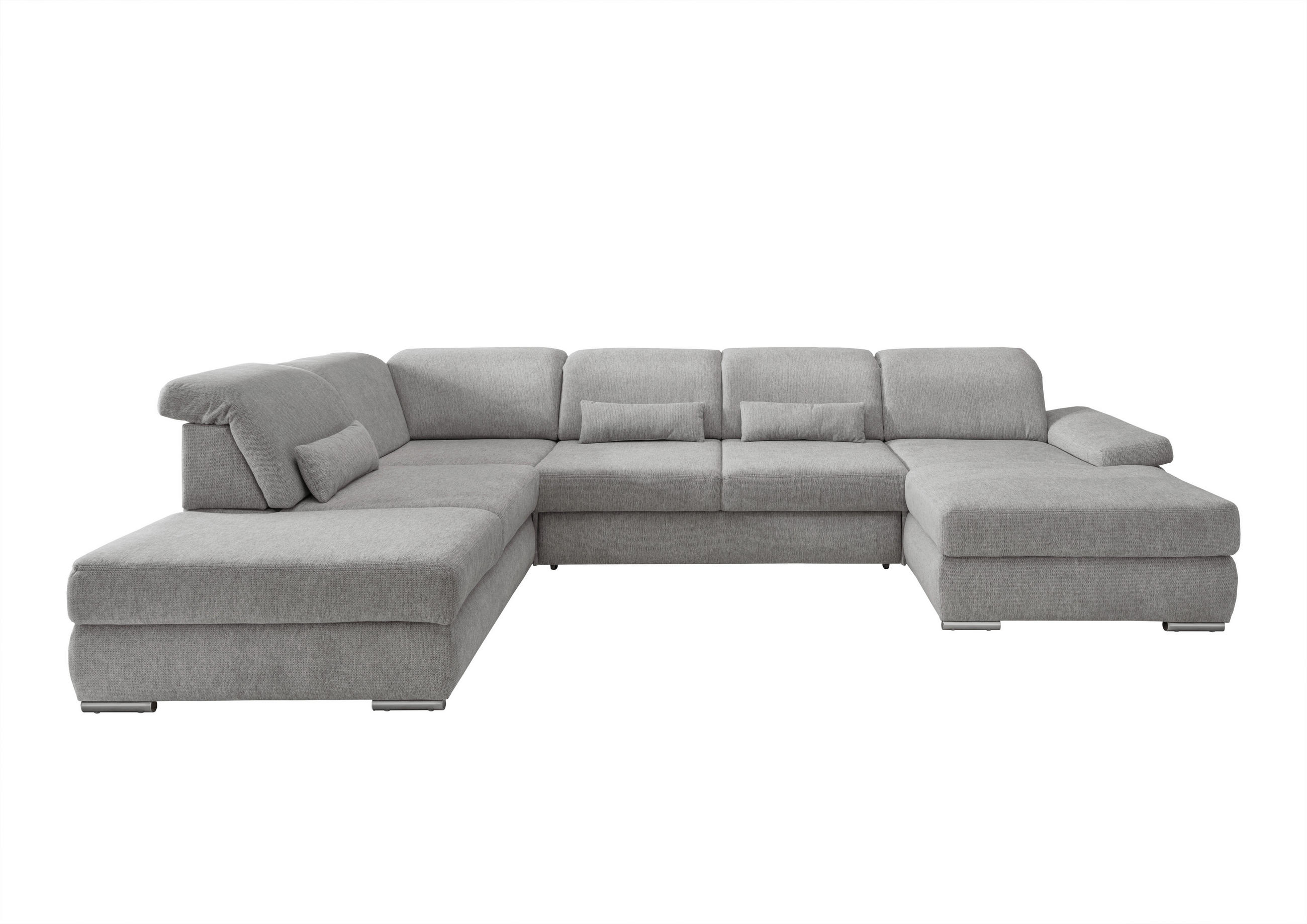 WOHNLANDSCHAFT Silberfarben Chenille  - Chromfarben/Silberfarben, MODERN, Holz/Textil (250/375/186cm) - Livetastic
