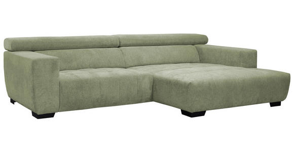 ECKSOFA in Webstoff Olivgrün  - Schwarz/Olivgrün, KONVENTIONELL, Textil/Metall (279/182cm) - Hom`in