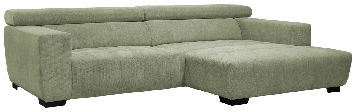 ECKSOFA in Webstoff Olivgrün  - Schwarz/Olivgrün, Konventionell, Textil/Metall (279/182cm) - Hom`in