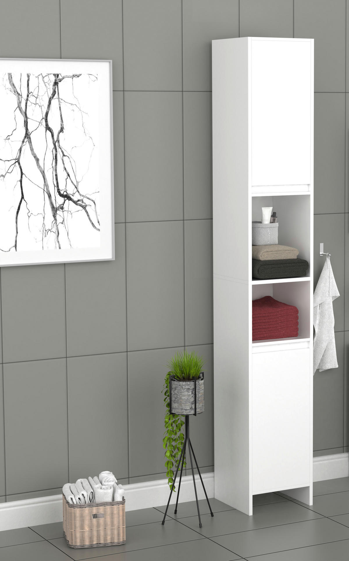 HÖGSKÅP  - vit, Modern, trämaterial (30/189/30cm) - MID.YOU