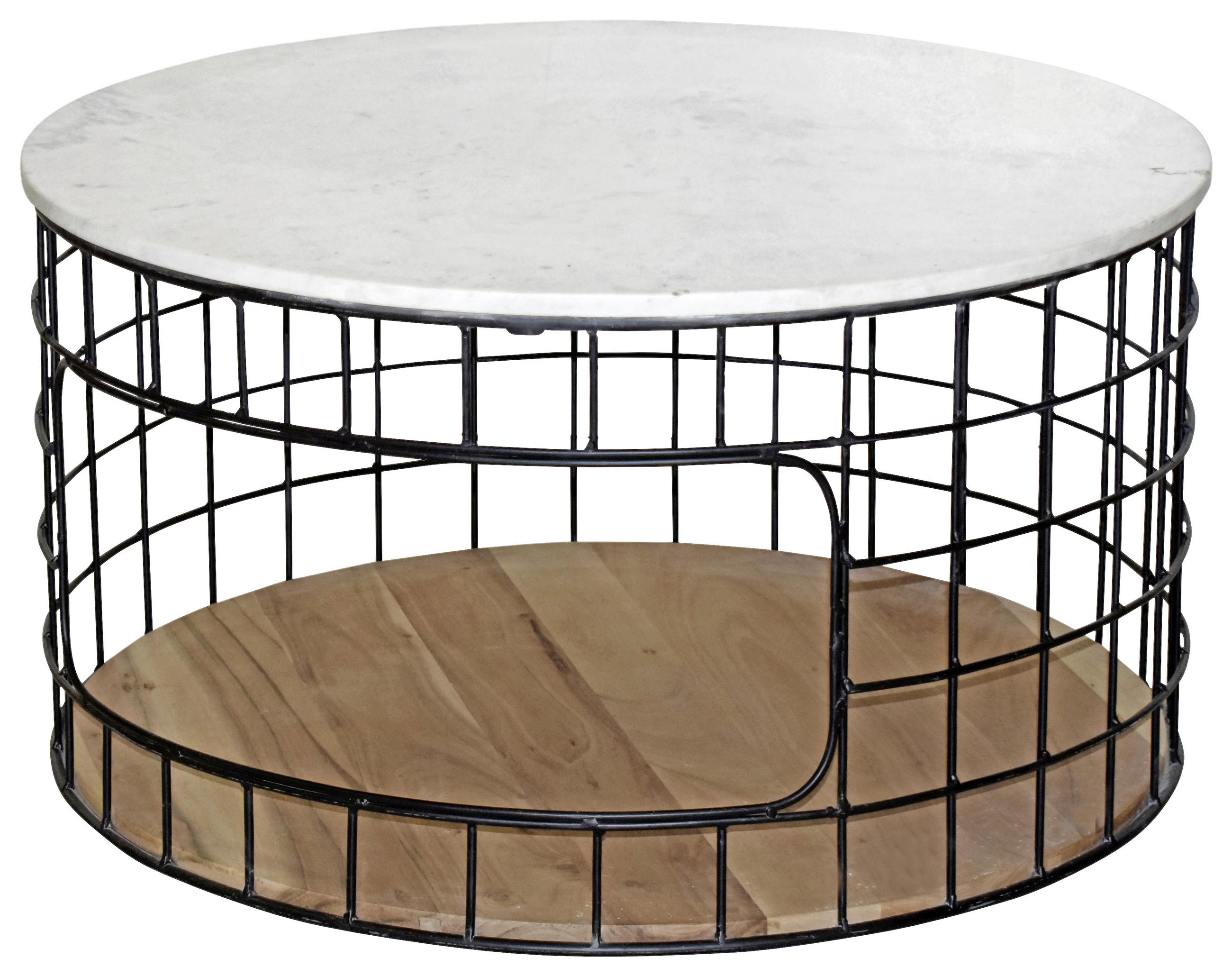 Couchtisch in Holz, Metall, Stein