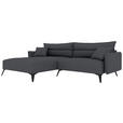 ECKSOFA in Cord Dunkelgrau  180/253 cm  - Dunkelgrau/Schwarz, KONVENTIONELL, Textil/Metall (180/253cm) - Carryhome