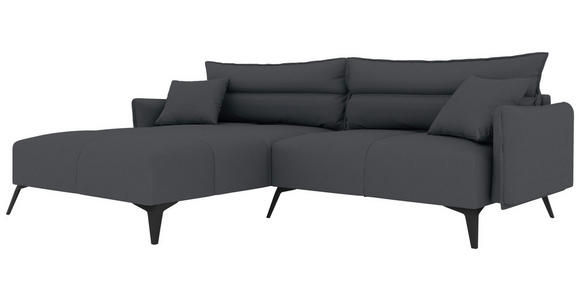 ECKSOFA in Cord Dunkelgrau  180/253 cm  - Dunkelgrau/Schwarz, KONVENTIONELL, Textil/Metall (180/253cm) - Carryhome