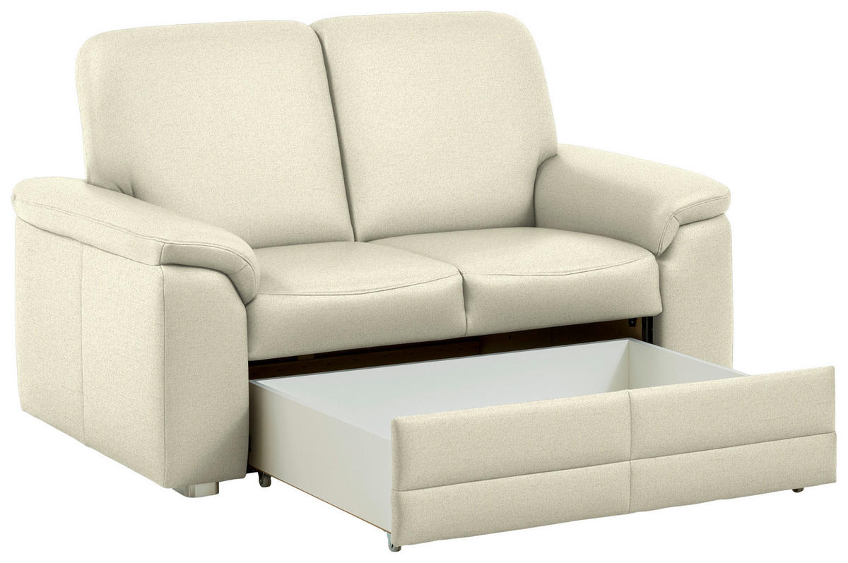 2-SITZER-SOFA Chenille Beige  - Beige/Alufarben, Konventionell, Textil/Metall (156/96/89cm) - Beldomo Comfort