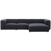 ECKSOFA in Flachgewebe Dunkelblau  - Schwarz/Dunkelblau, Design, Kunststoff/Textil (341/164cm) - W.Schillig