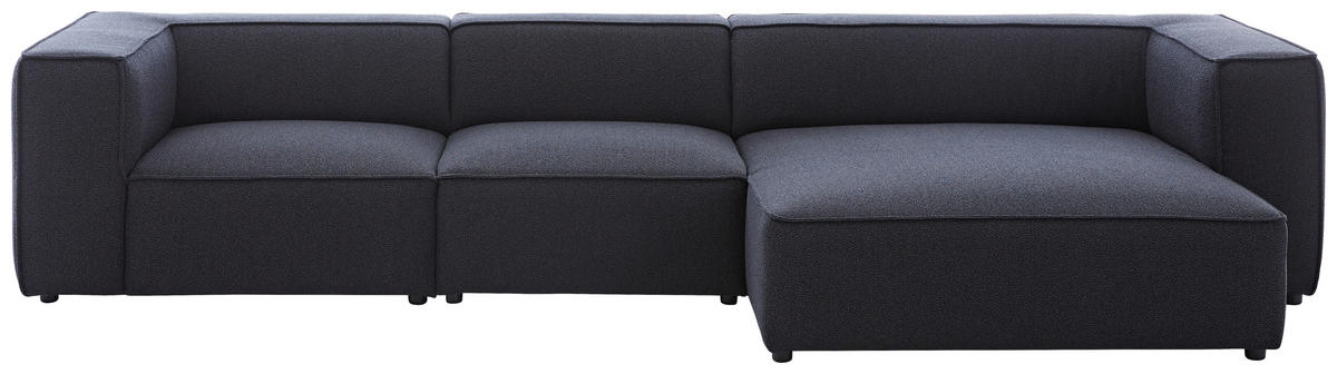 ECKSOFA in Flachgewebe Dunkelblau  - Schwarz/Dunkelblau, Design, Kunststoff/Textil (341/164cm) - W.Schillig