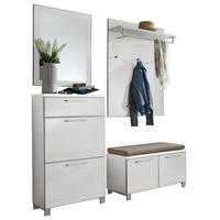 GARDEROBE 5-teilig  in 155/195/40 cm  - Weiß, Design, Glas/Holzwerkstoff (155/195/40cm)