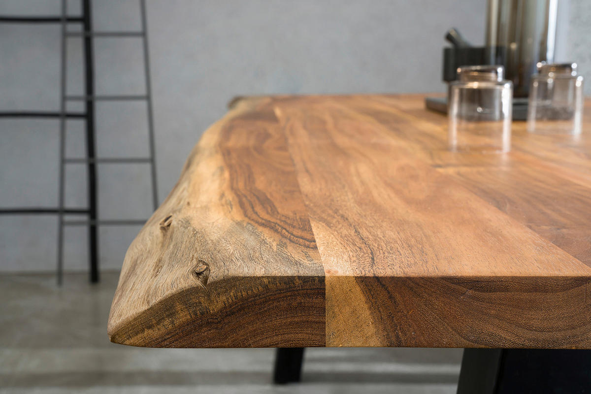 ESSTISCH in Holz 140/80/76,5 cm  - Schwarz/Naturfarben, MODERN, Holz/Metall (140/80/76,5cm) - Livetastic